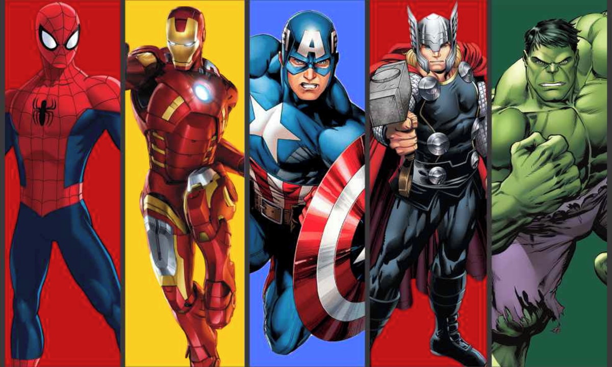 Foto dos vingadores: Hulk, capitao america, homem de ferro e thor